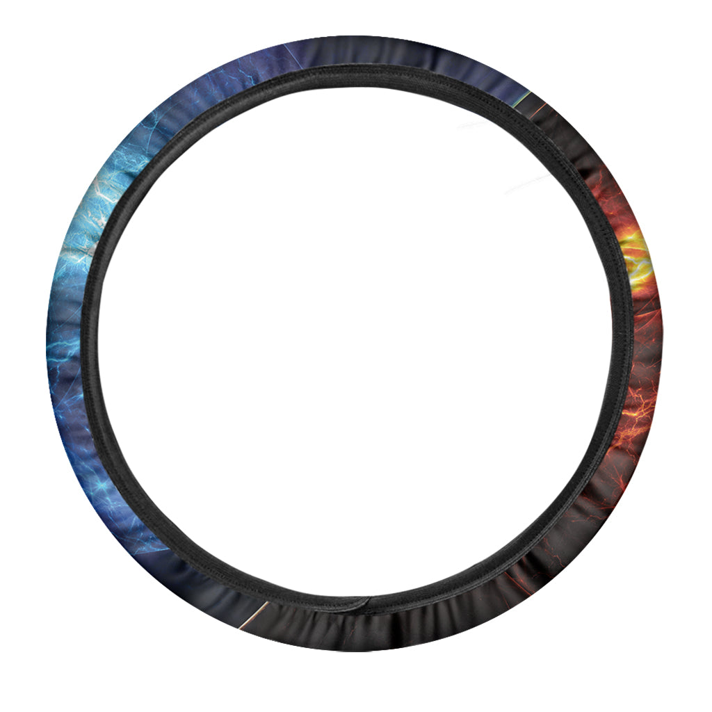 Fire And Ice Energy Print Car Steering Wheel Cover
