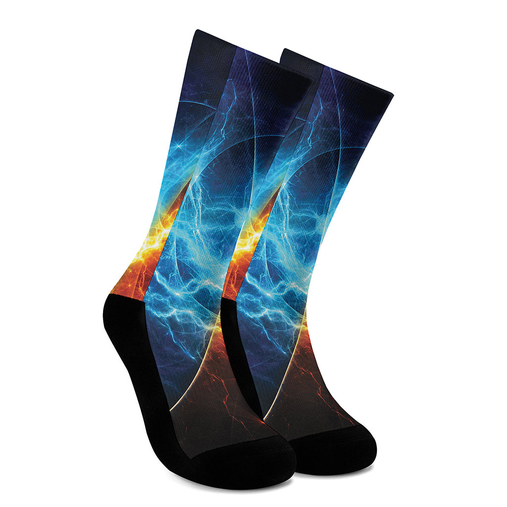 Fire And Ice Energy Print Crew Socks