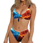Fire And Ice Energy Print Front Bow Tie Bikini