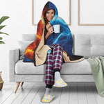 Fire And Ice Energy Print Hooded Blanket