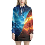 Fire And Ice Energy Print Hoodie Dress