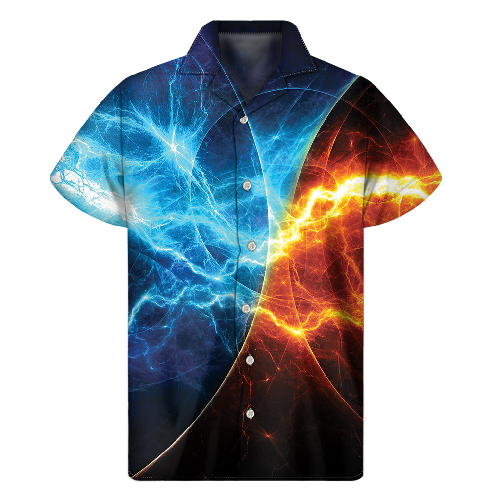 Fire And Ice Energy Print Men's Short Sleeve Shirt