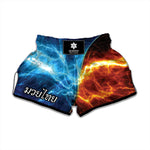 Fire And Ice Energy Print Muay Thai Boxing Shorts