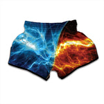 Fire And Ice Energy Print Muay Thai Boxing Shorts
