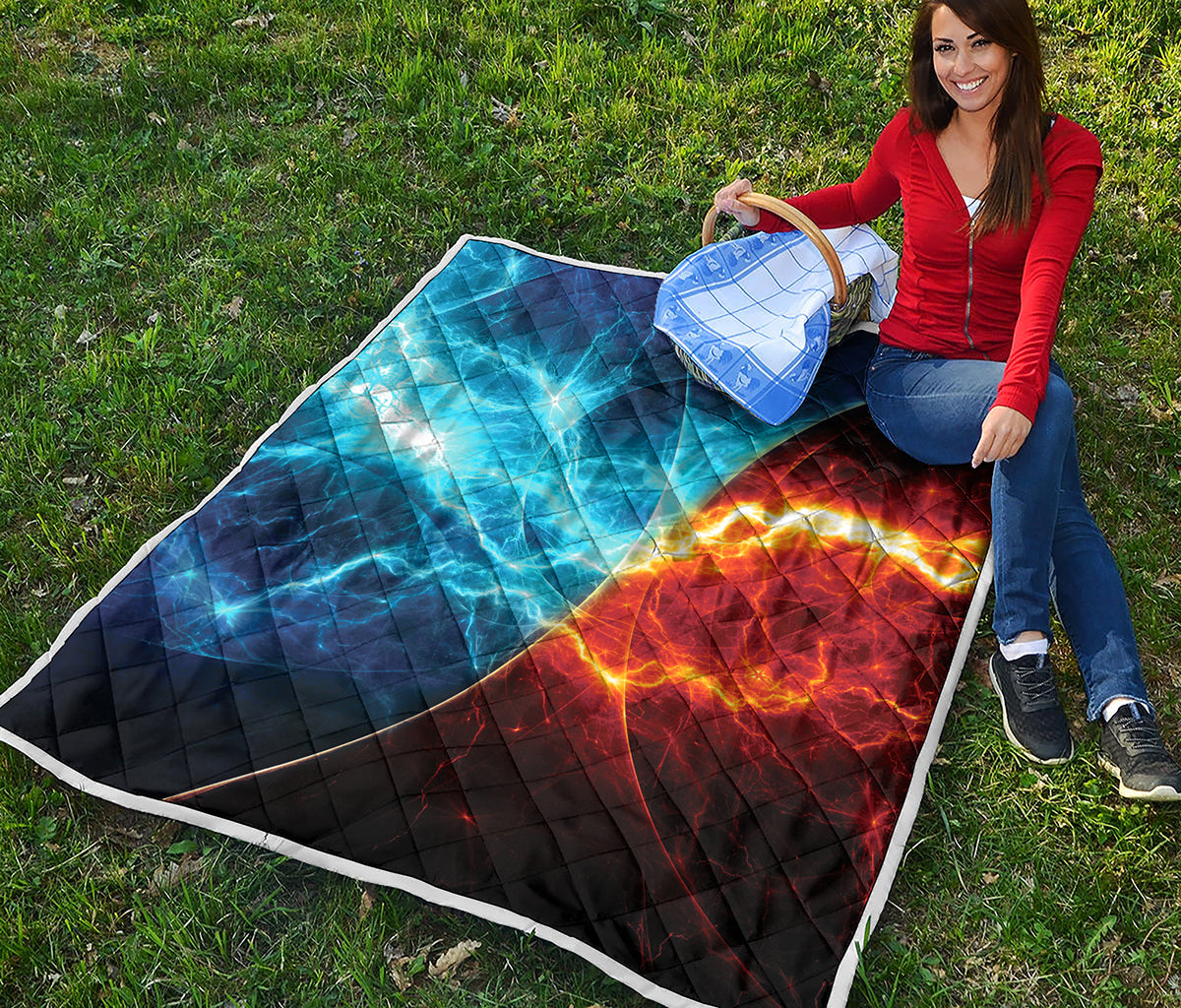 Fire And Ice Energy Print Quilt