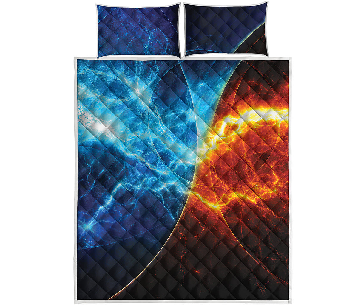 Fire And Ice Energy Print Quilt Bed Set
