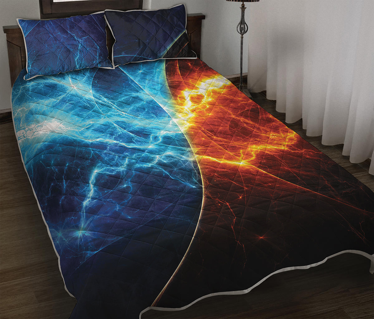 Fire And Ice Energy Print Quilt Bed Set