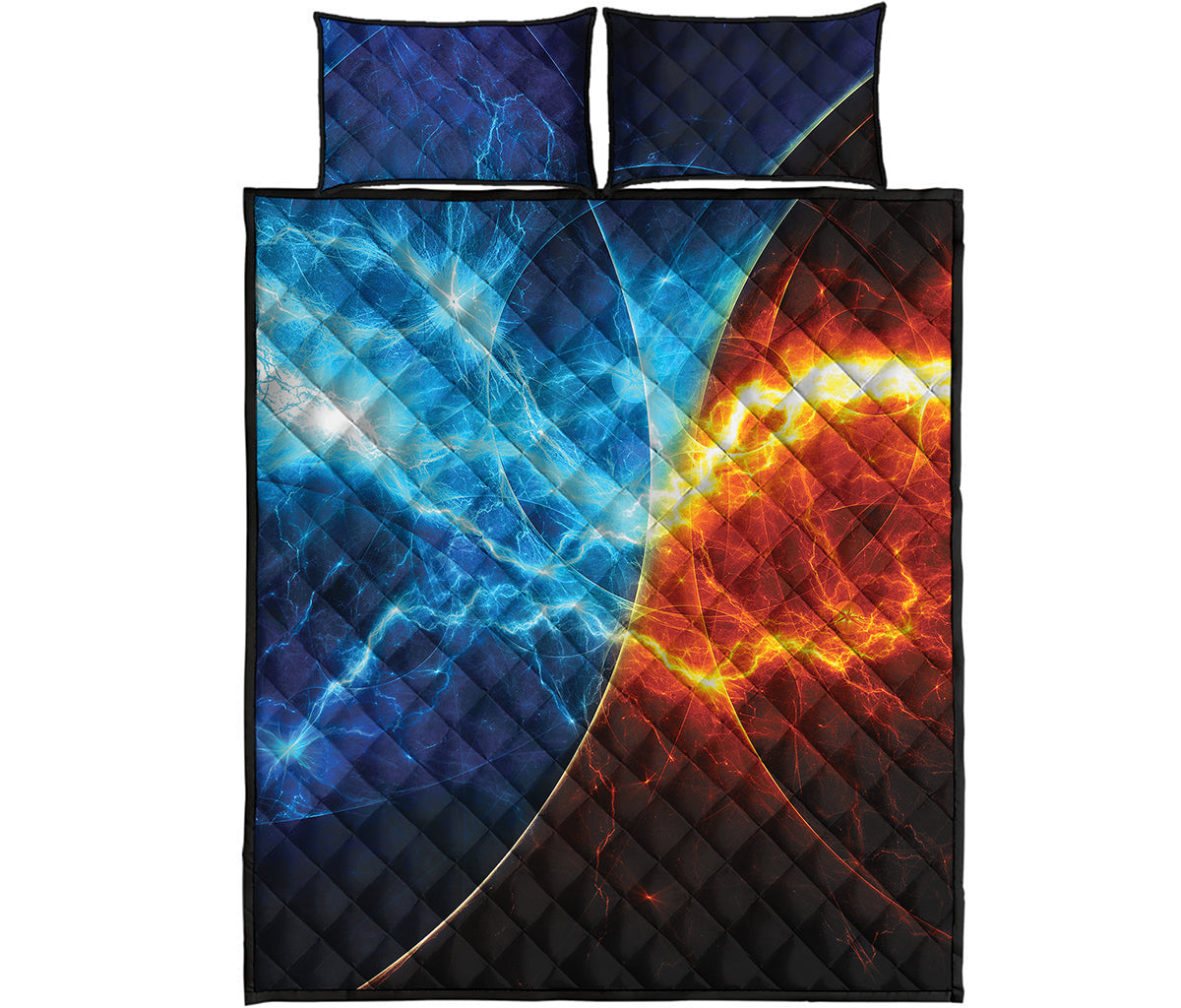 Fire And Ice Energy Print Quilt Bed Set