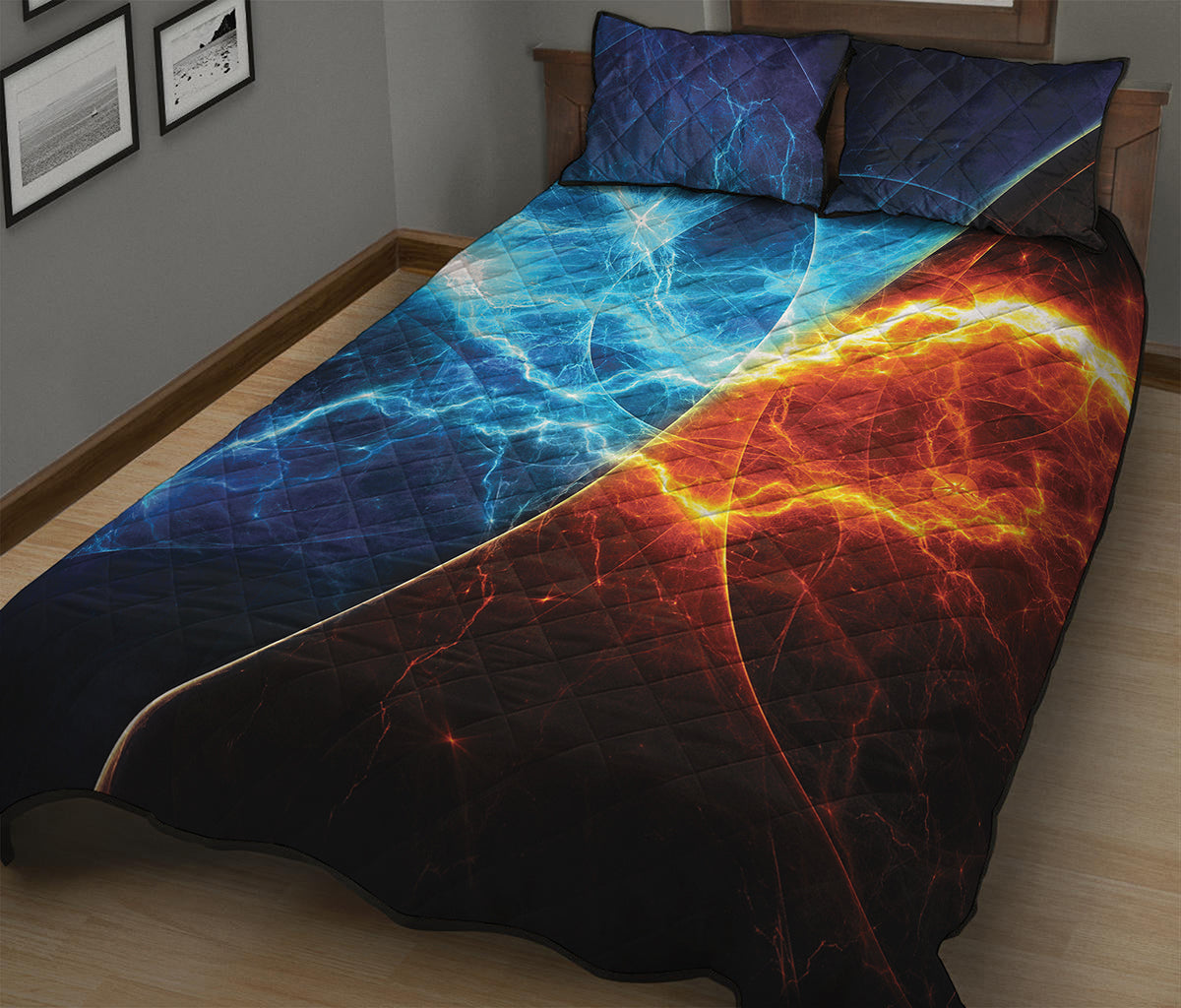 Fire And Ice Energy Print Quilt Bed Set