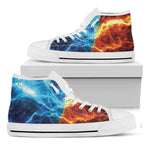 Fire And Ice Energy Print White High Top Shoes