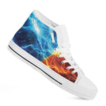Fire And Ice Energy Print White High Top Shoes