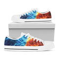Fire And Ice Energy Print White Low Top Sneakers
