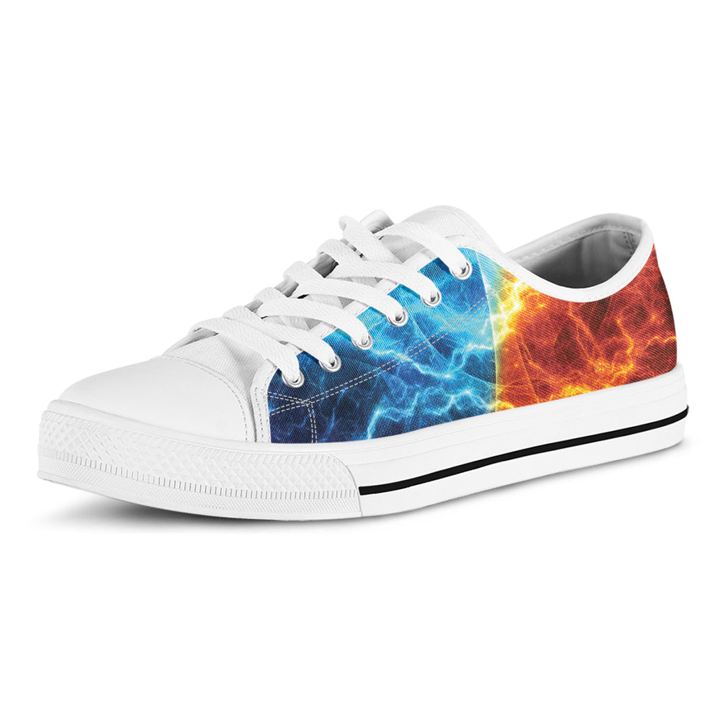 Fire And Ice Energy Print White Low Top Shoes