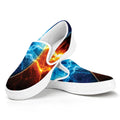 Fire And Ice Energy Print White Slip On Sneakers