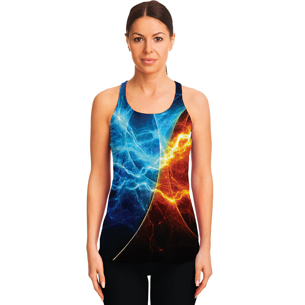 Fire And Ice Energy Print Women's Racerback Tank Top