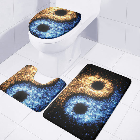 Fire And Ice Sparkle Yin Yang Print 3 Piece Bath Mat Set