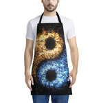 Fire And Ice Sparkle Yin Yang Print Apron