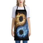 Fire And Ice Sparkle Yin Yang Print Apron