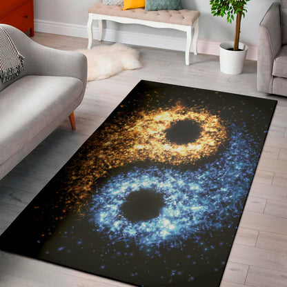 Fire And Ice Sparkle Yin Yang Print Area Rug