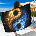 Fire And Ice Sparkle Yin Yang Print Beach Sarong Wrap
