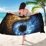 Fire And Ice Sparkle Yin Yang Print Beach Sarong Wrap