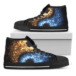 Fire And Ice Sparkle Yin Yang Print Black High Top Shoes