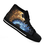 Fire And Ice Sparkle Yin Yang Print Black High Top Shoes