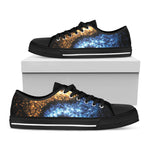 Fire And Ice Sparkle Yin Yang Print Black Low Top Shoes 