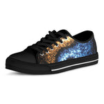 Fire And Ice Sparkle Yin Yang Print Black Low Top Shoes 