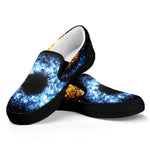 Fire And Ice Sparkle Yin Yang Print Black Slip On Shoes