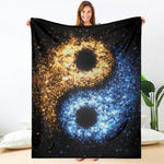 Fire And Ice Sparkle Yin Yang Print Blanket