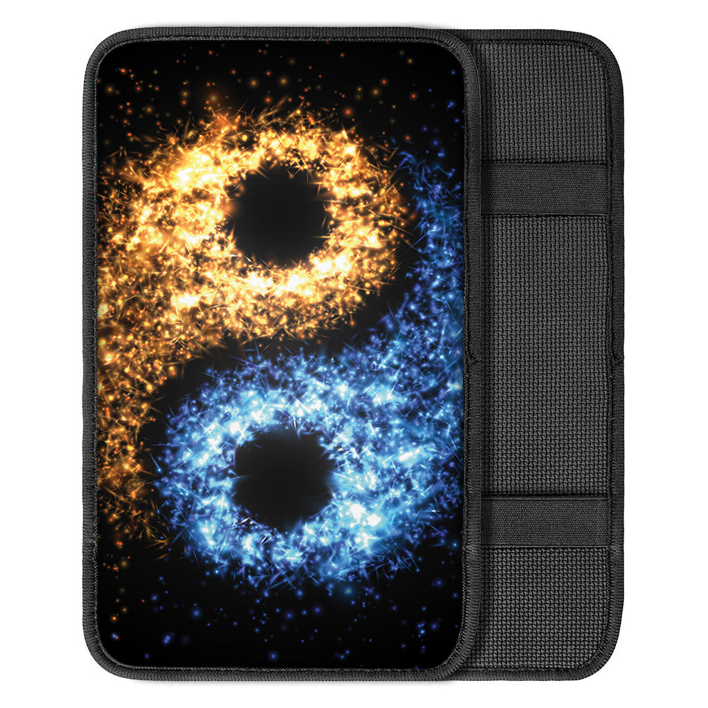 Fire And Ice Sparkle Yin Yang Print Car Center Console Cover