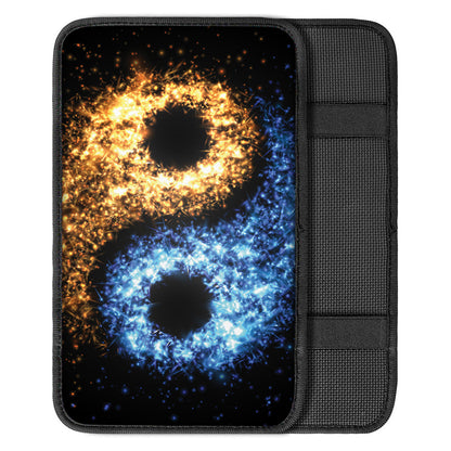 Fire And Ice Sparkle Yin Yang Print Car Center Console Cover