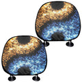 Fire And Ice Sparkle Yin Yang Print Car Headrest Covers