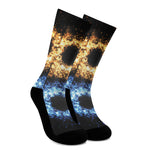 Fire And Ice Sparkle Yin Yang Print Crew Socks