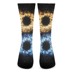 Fire And Ice Sparkle Yin Yang Print Crew Socks