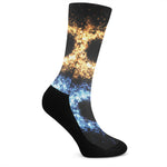 Fire And Ice Sparkle Yin Yang Print Crew Socks
