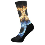 Fire And Ice Sparkle Yin Yang Print Crew Socks