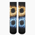 Fire And Ice Sparkle Yin Yang Print Crew Socks