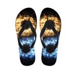 Fire And Ice Sparkle Yin Yang Print Flip Flops