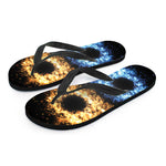 Fire And Ice Sparkle Yin Yang Print Flip Flops