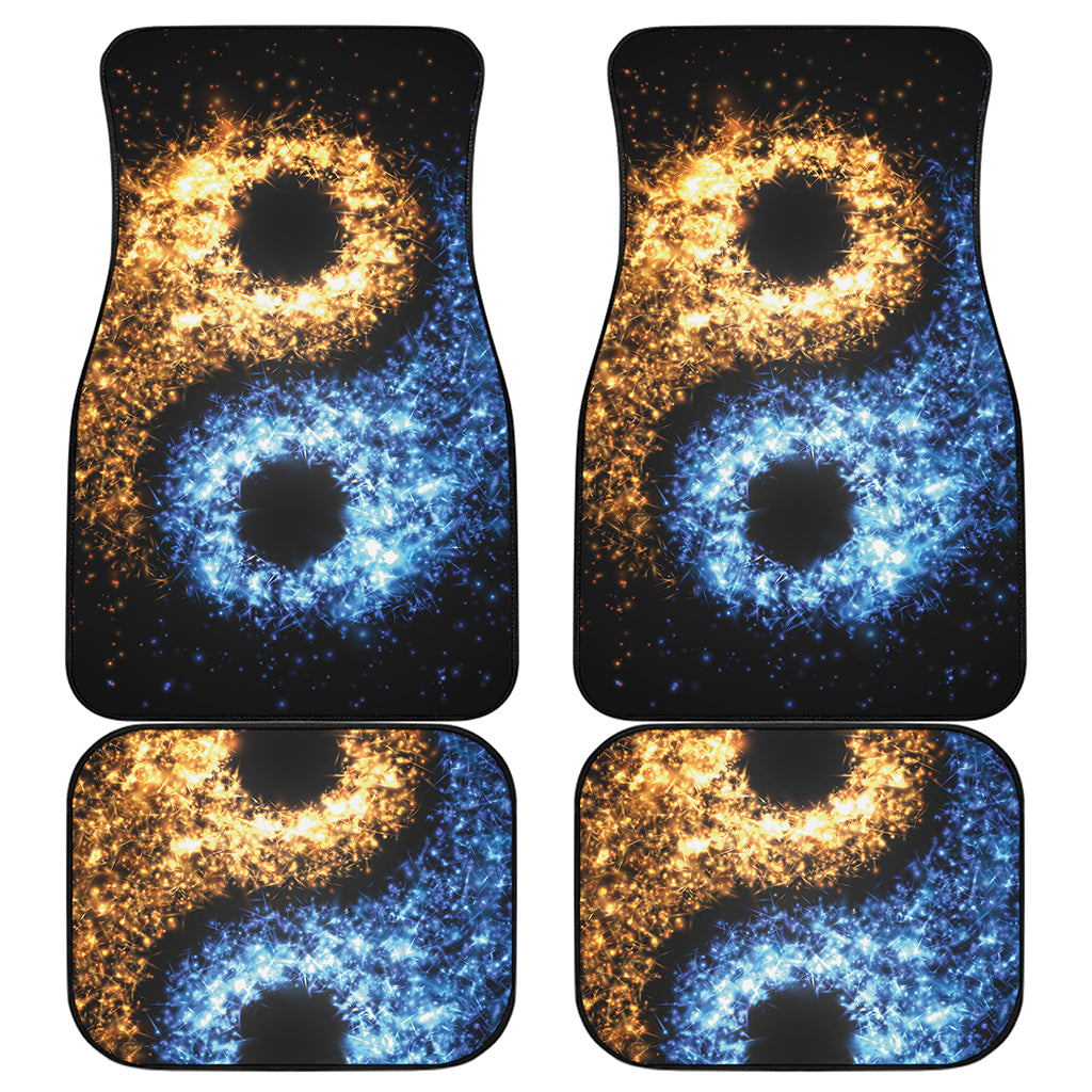 Fire And Ice Sparkle Yin Yang Print Front and Back Car Floor Mats