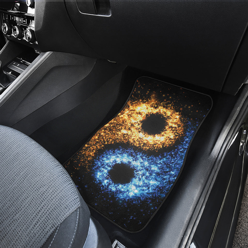 Fire And Ice Sparkle Yin Yang Print Front and Back Car Floor Mats