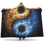 Fire And Ice Sparkle Yin Yang Print Hooded Blanket