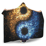 Fire And Ice Sparkle Yin Yang Print Hooded Blanket