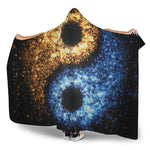 Fire And Ice Sparkle Yin Yang Print Hooded Blanket