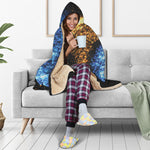 Fire And Ice Sparkle Yin Yang Print Hooded Blanket
