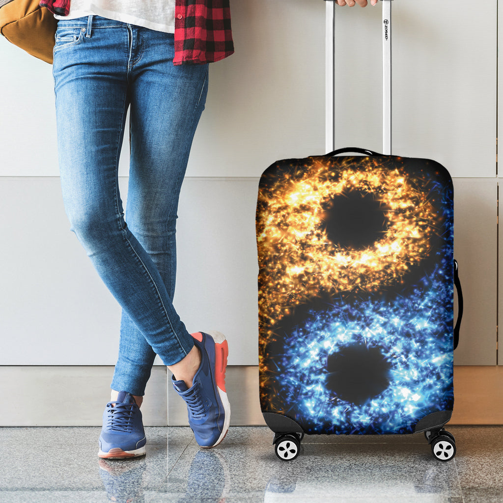 Fire And Ice Sparkle Yin Yang Print Luggage Cover
