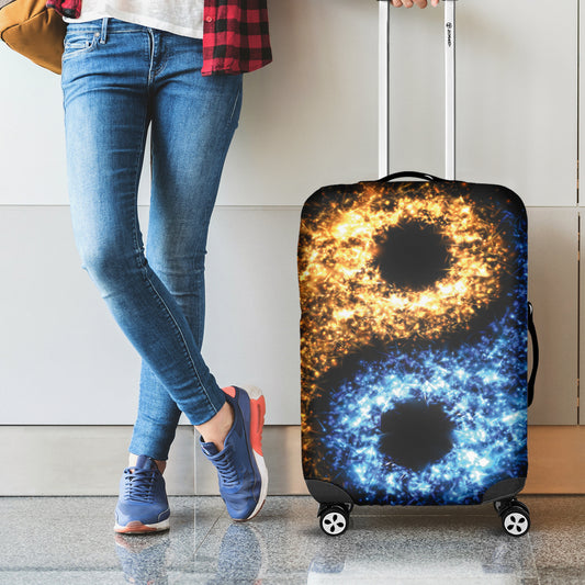Fire And Ice Sparkle Yin Yang Print Luggage Cover