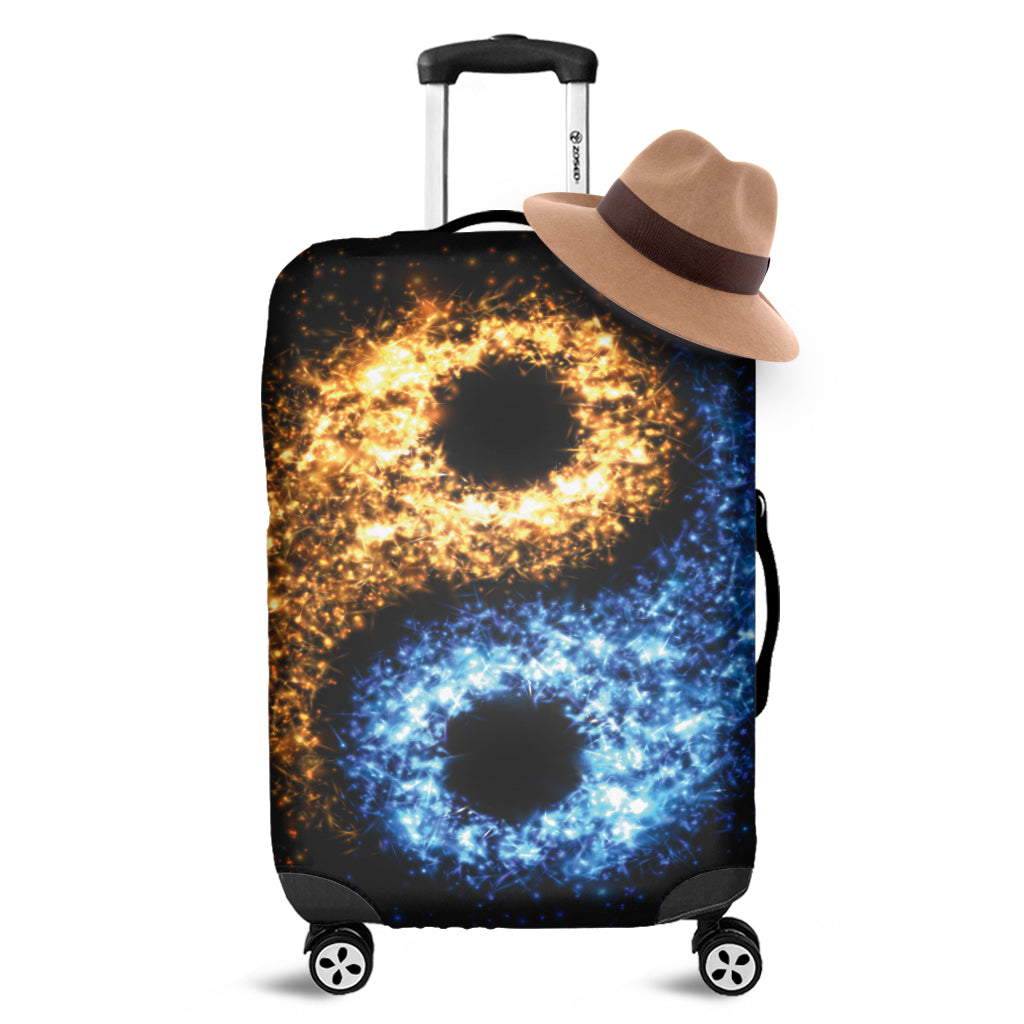 Fire And Ice Sparkle Yin Yang Print Luggage Cover